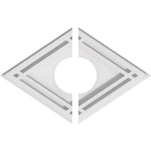 12 in. x 8 in. x 1 in. Diamond Architectural Grade PVC Contemporary Ceiling Medallion (2-Piece)