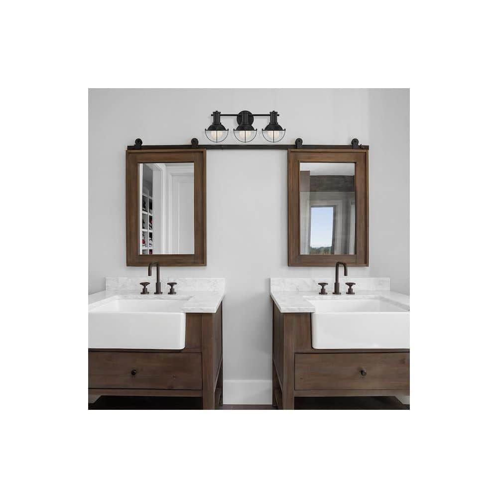 Inwood Tapered Clear Glass 24" Matte Black Vanity Light