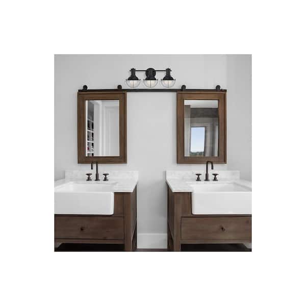 Inwood 24 in. 3-Light Matte Black Modern Vanity Light with Clear Glass Shades