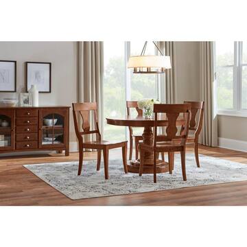 Greymont Walnut Brown Finish Round Pedestal Dining Table for 6 (47.6 in. L x 29.8 in. H)