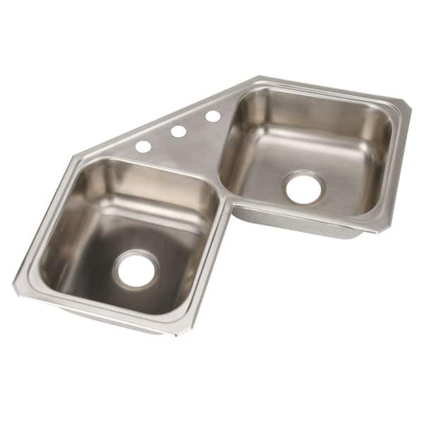 Elkay Celebrity Corner Drop-in Stainless Steel 32 in. 3-Hole Double Bowl Kitchen Sink