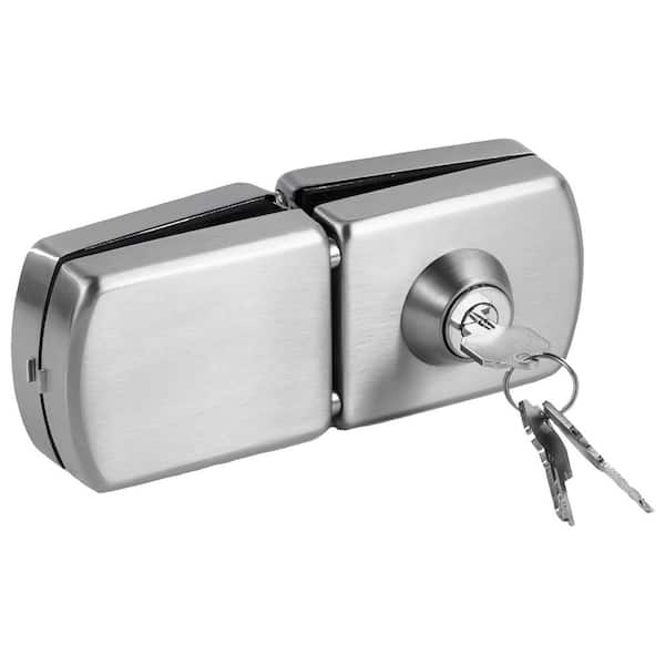 Unbranded Frameless Double-Sided Glass Door Lock No-Drill 304 Stainless Steel Brushed Nickel for Sliding Glass Doors Office Store