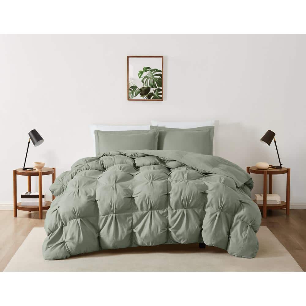 King Green Microfiber Cloud Puffer Comforter Set