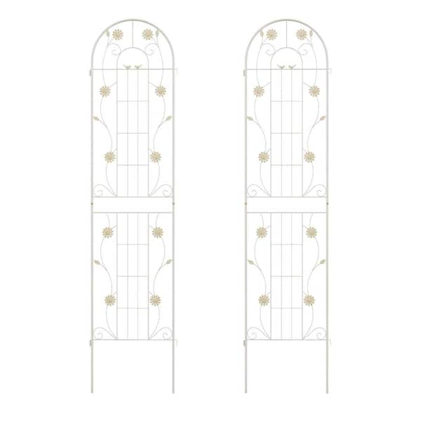WELLFOR 2-Pack 86.5 in. H x 20 in. W Galvanized Steel Trellis in White
