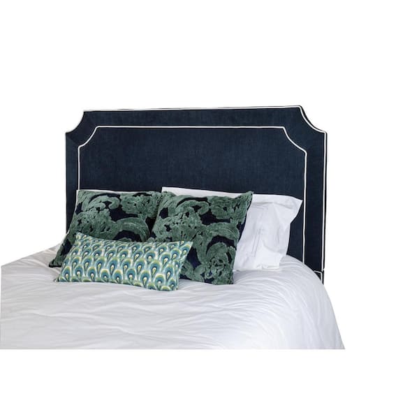 Leffler Home Manor Belgrave Queen Upholstered Bed w/ Side Rails and Footboard in Urban Graphite with Pearl Trim