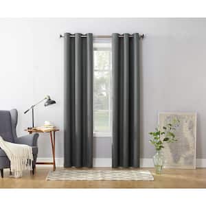 Charcoal Solid Grommet Room Darkening Curtain - 48 in. W x 63 in. L