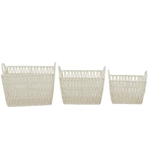 Cotton Handmade Storage Basket with Handles (Set of 3)