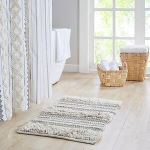 Asher 20 in. x 32 in. Grey Woven Texture Stripe Bath Rug