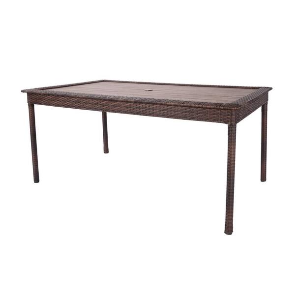 Hampton Bay Cambridge Brown Rectangular Resin Wicker Outdoor Dining