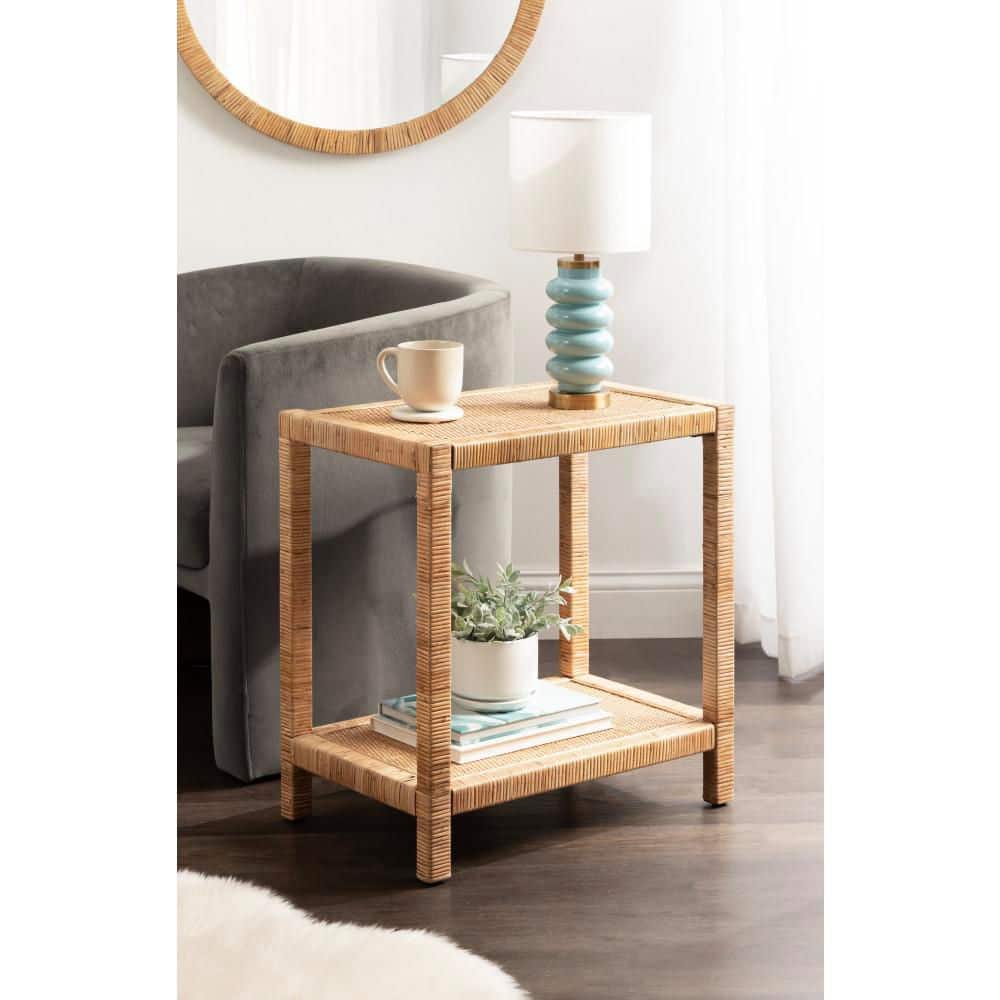 Rafina 22 in. Natural Brown Rectangle Wicker End Table - thumbnail 9