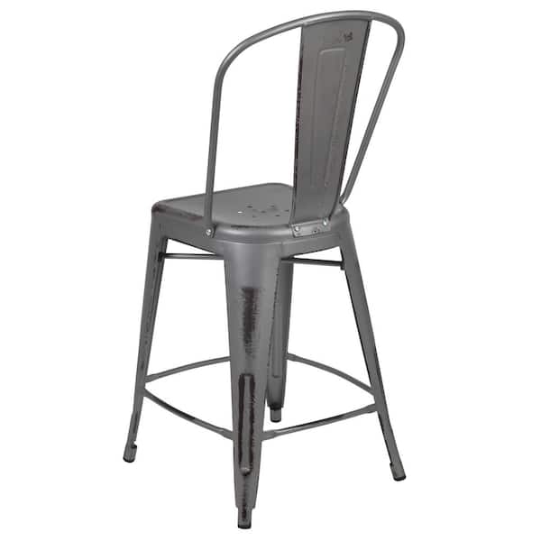 Flash Furniture Silver Metal Indoor Outdoor Bar Stool