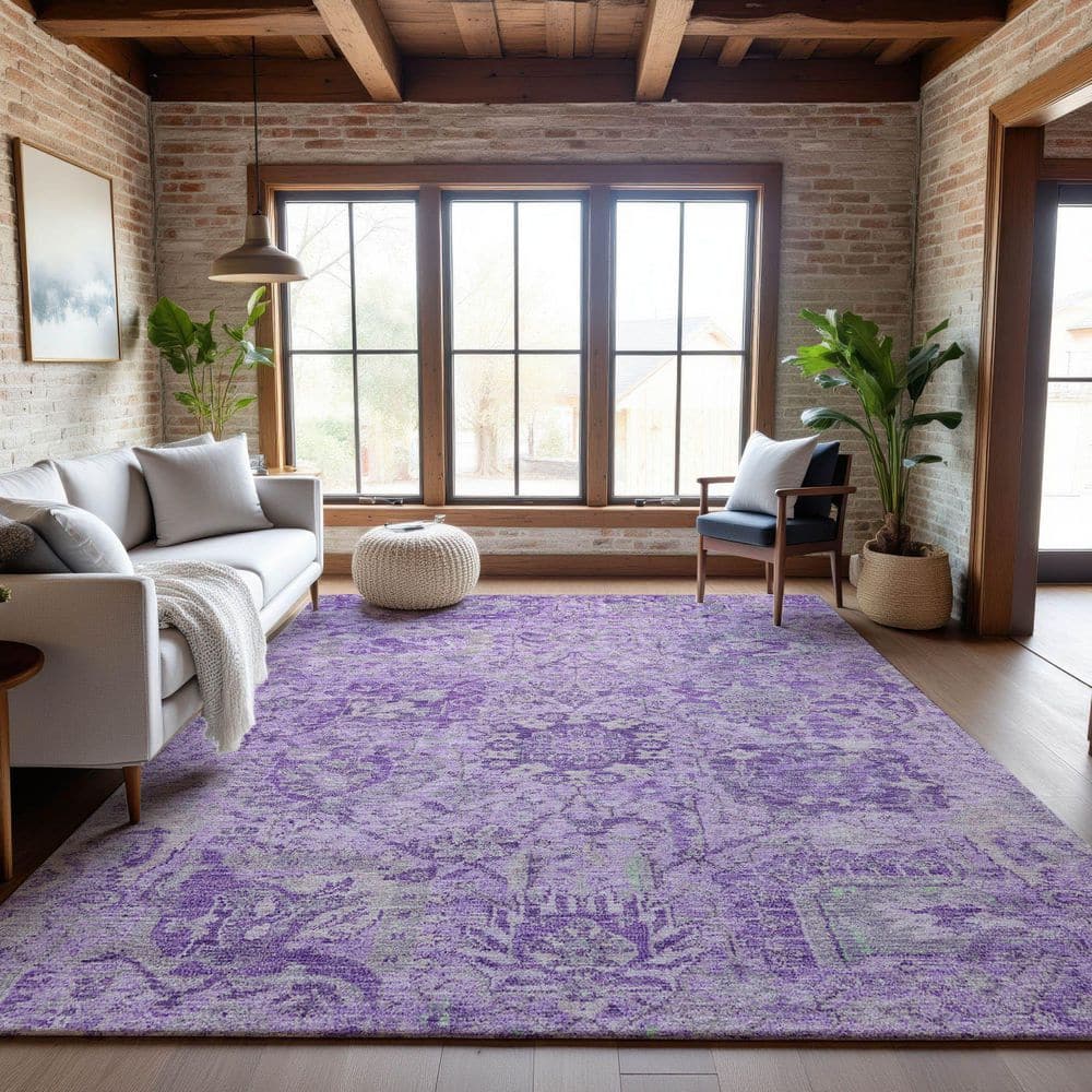 Mayfield Premium Machine Washable Abstract AMF1102 Lavender 8 ft. x 10 ft. Area Rug price history on PriceWatchPro