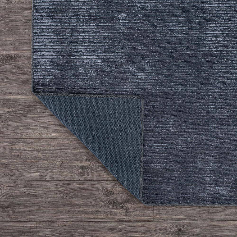 Dark Gray Flat Woven Stripe Synthetic Area Rug 5' x 7'