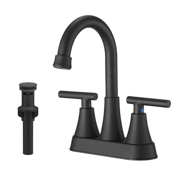 4 in. Centerset 2-Handle High-Arc Bathroom Faucet in Matte Black