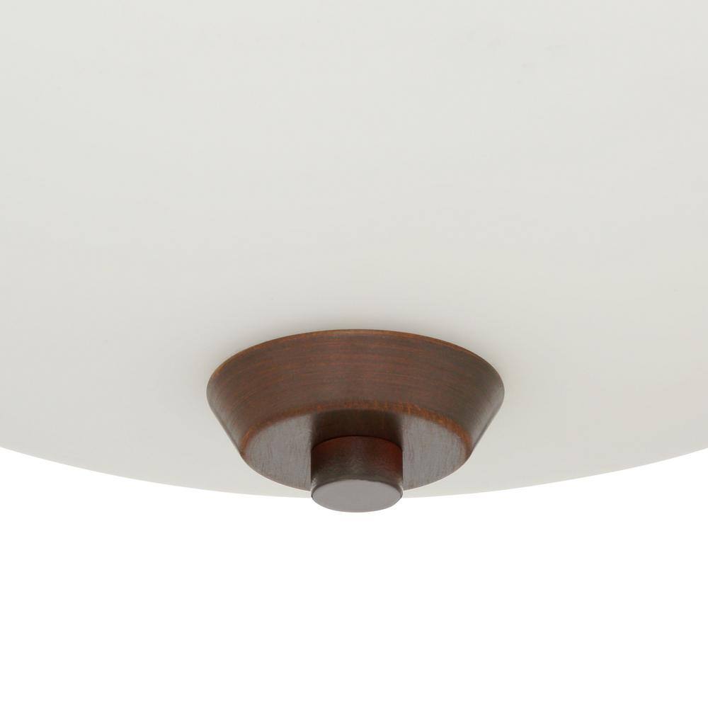 Overland Park Vintage Bronze 3-Light Bowl Semi-Flush Mount with Etched White Glass