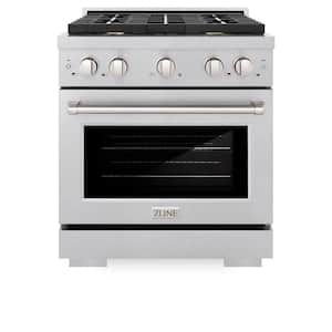 30 in. 4 Burner Freestanding Gas Range and Convection Oven with Brass Burners in Fingerprint Resistant Stainless Steel