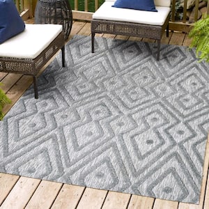 Balansat Moroccan Diamond Dark Gray 5 ft. x 8 ft. Indoor/Outdoor Area Rug