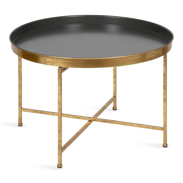 Kate and Laurel Celia Gray 19 in. Round Metal Coffee Table