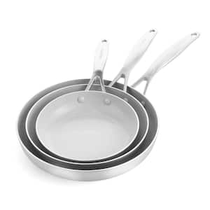 Venice Pro 3-Piece Stainless Steel Healthy Ceramic Nonstick, 8 in. 9.5 in. and 11 in. Frying Pan Set