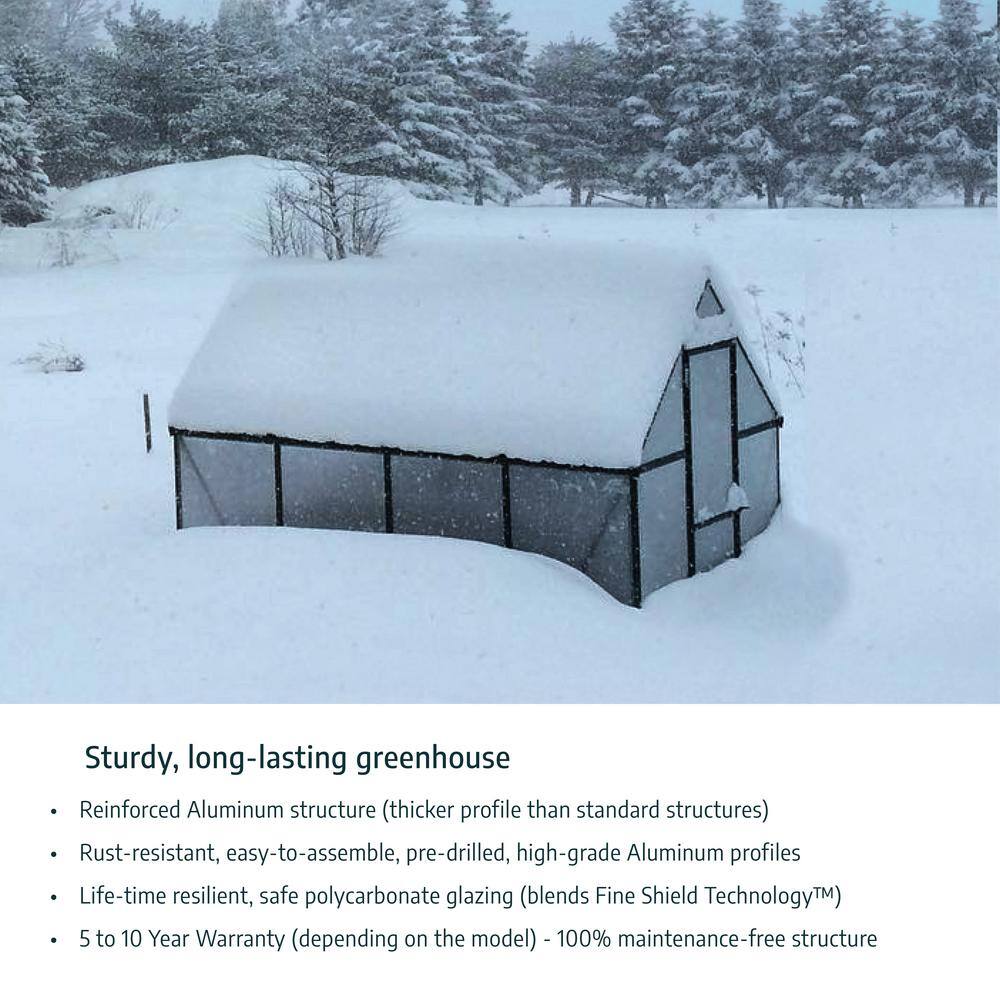 Gray Aluminum and Polycarbonate 6' x 8' Walk-In Greenhouse