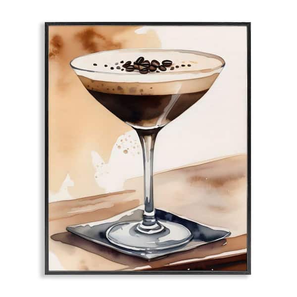 Stupell Industries Espresso Martini Watercolor by LSR Design Studio Black Framed Food Giclee Art Print 14 in. x 11 in.