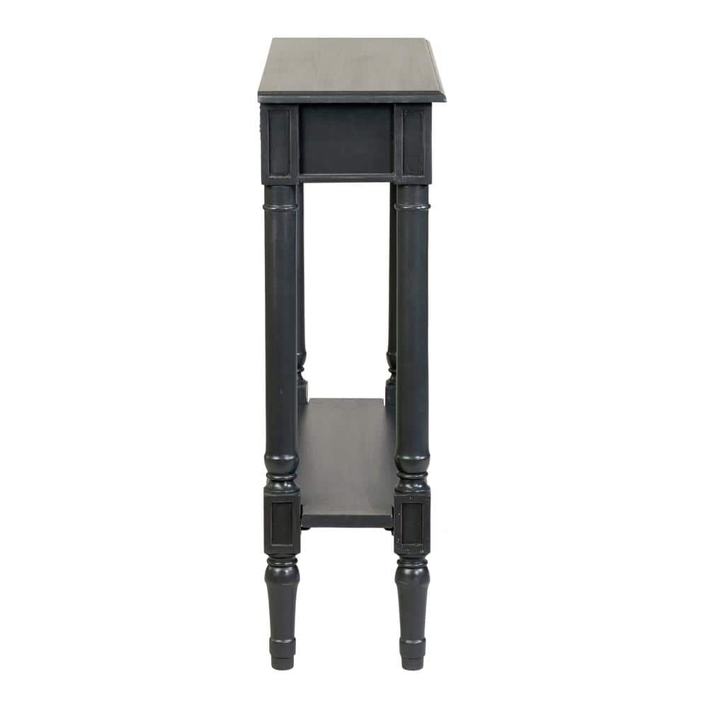 Marisol Black Solid Wood Console Table with Storage