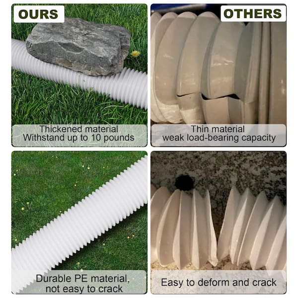 Angel Sar White Rain Gutter Downspout Extensions, Downspout Extender for Rainwater Drainage Flexible From 21 to 66 in.