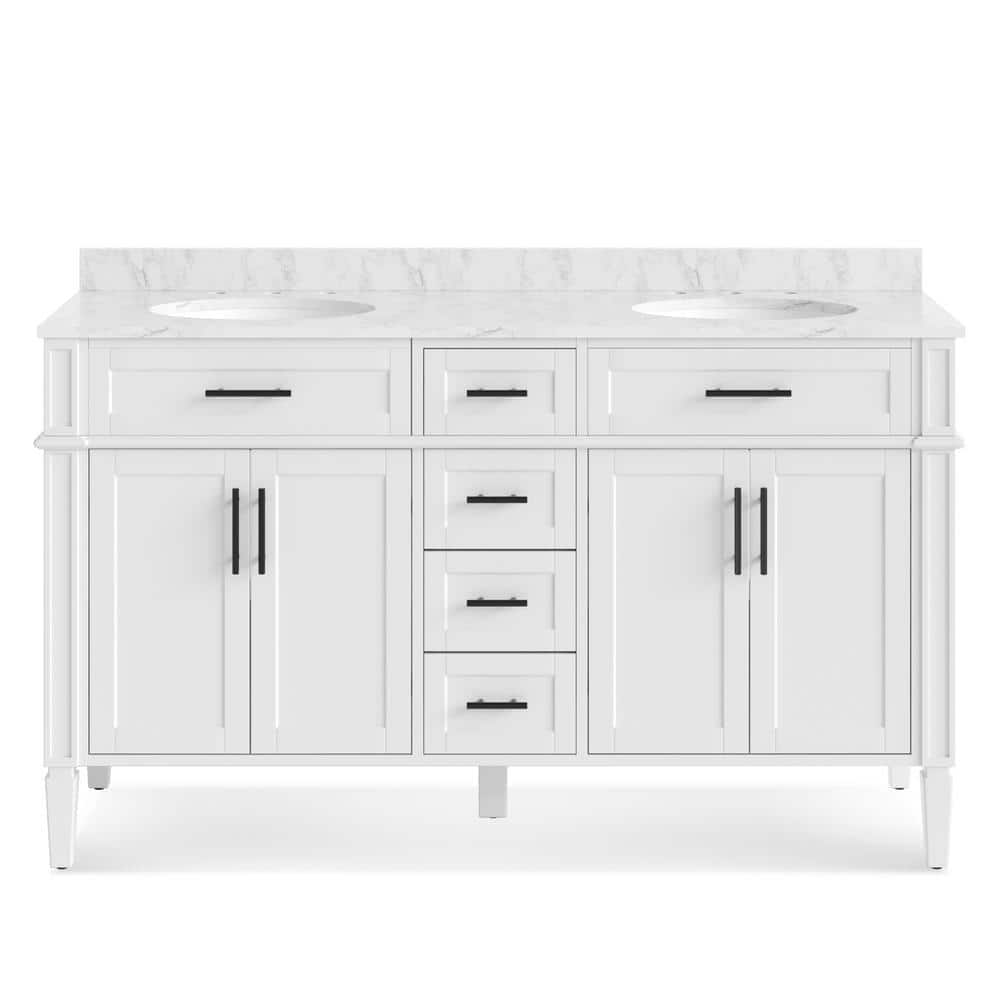 OrangeOne Hampton 60 in. W x 21.5 in. D x 35 in. H Double Sink ... - Xs File Bathroom Vanity Designs