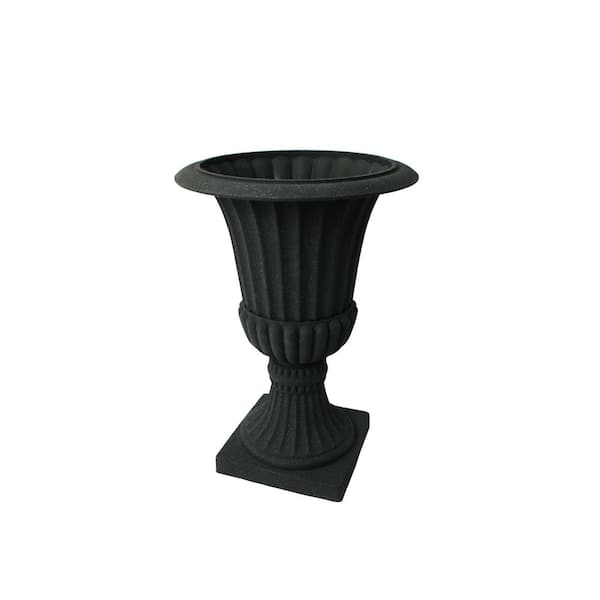 Acerra 21.25 in. Dia x 30 in. H, Black Stucco Urn Planter