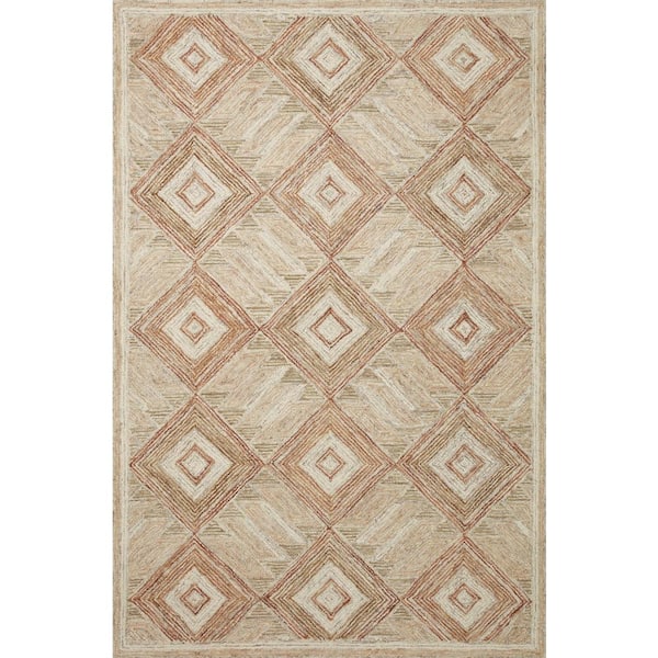 LOLOI II Varena Sand/clay 18 in. x 18 in. Sample Modern 100% Wool Sample Rug