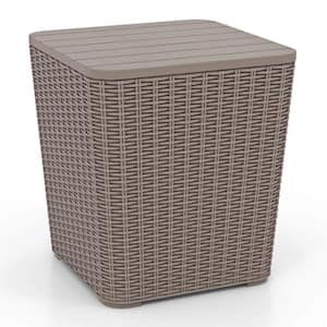 11.5 Gal. Brown Water-proof Deck Box with Removable Lid Storage Container Side Table
