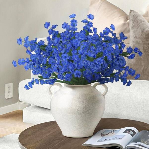 LIVING LUXURY 18 in. Royal Blue Artificial Baby's Breath