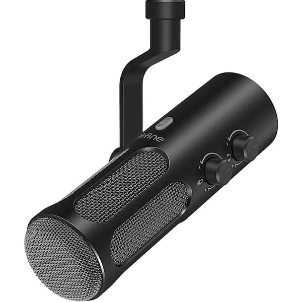 Lukyamzn Dynamic Microphone for Podcast Streaming with Mute Button, Headphone Jack and Volume Knob in Black