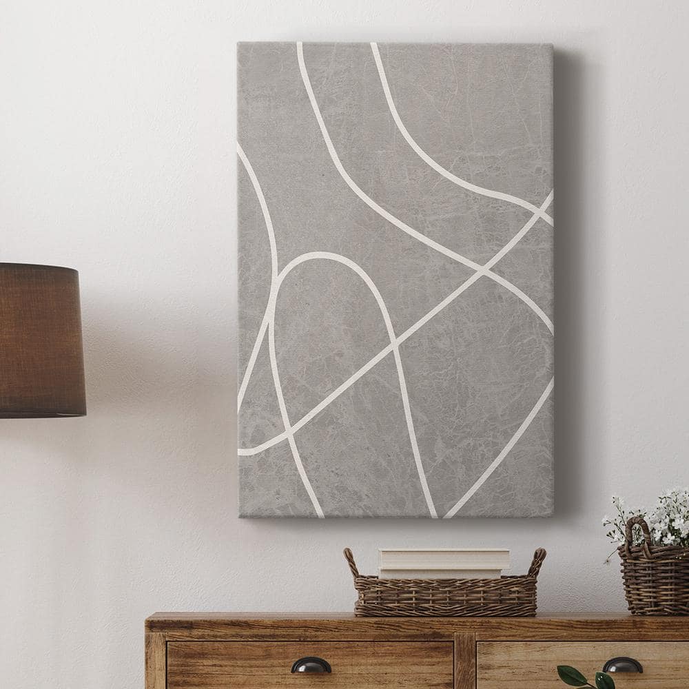 Gray Abstract Lines Gallery Wrapped Canvas Art 8'' x 12''