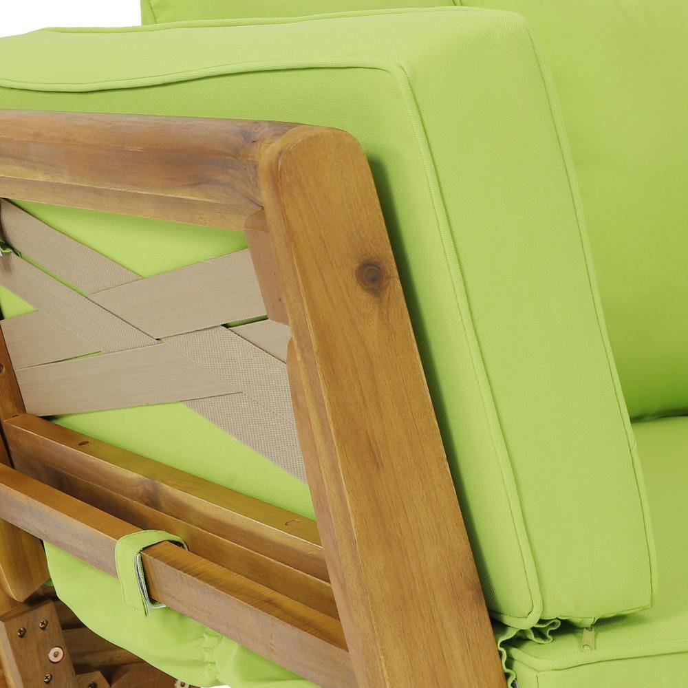 Expandable Teak Daybed with Light Green Cushions