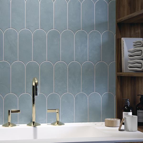 Scale Blue 3 in. x 8.5 in. Matte Ceramic Rectangular Wall Tile (5.70 sq. ft. /Case)