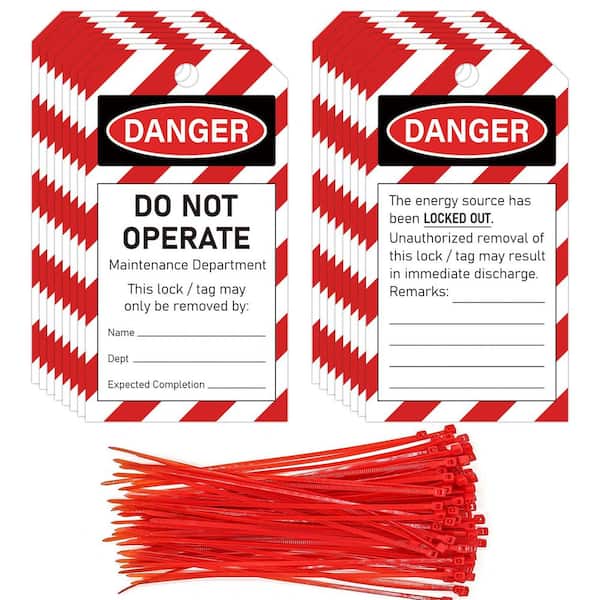 50-Pack Lockout Tagout Tags with Zip Ties, Do Not Operate Equipment Labels, OSHA Compliant for Machine Maintenance