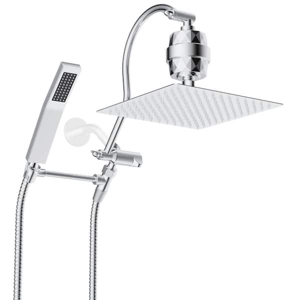 Hibbent High Pressure 10 in. Dual Wall Mount Shower Head and Handheld Shower Head 1.8 GPM in Chrome