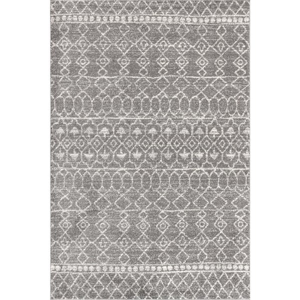 Izil Moroccan Beni Souk Gray/Cream 5 ft. x 8 ft. Area Rug