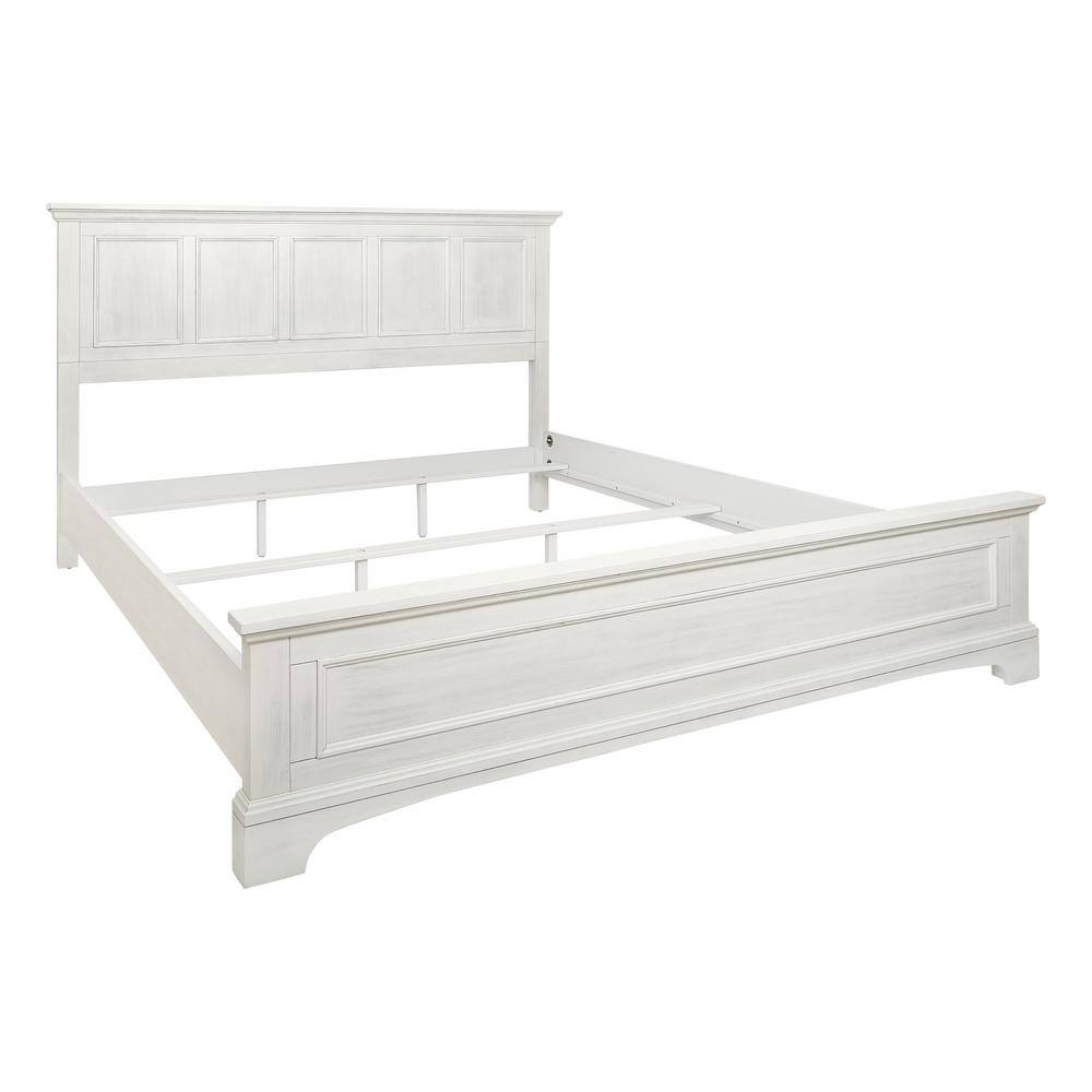 Rustic White King 4-Piece Solid Wood Bedroom Set