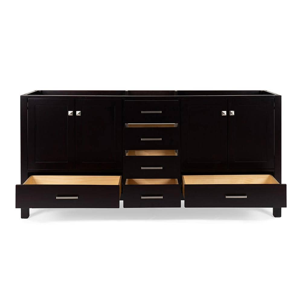 Cambridge Espresso 72" Double Freestanding Vanity with Nickel Hardware