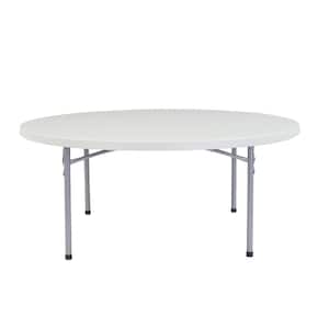 71 in. Grey Plastic Round Folding Banquet. Table
