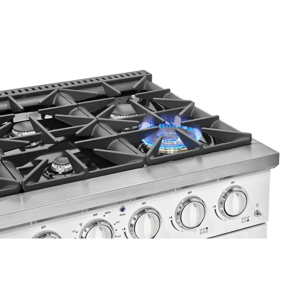 Marshmallow White 36" Retro Freestanding Gas Range with Convection Oven