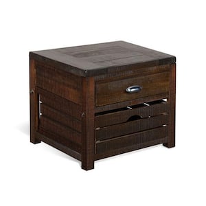 24 in. Brown Rectangular Wooden Top End Table