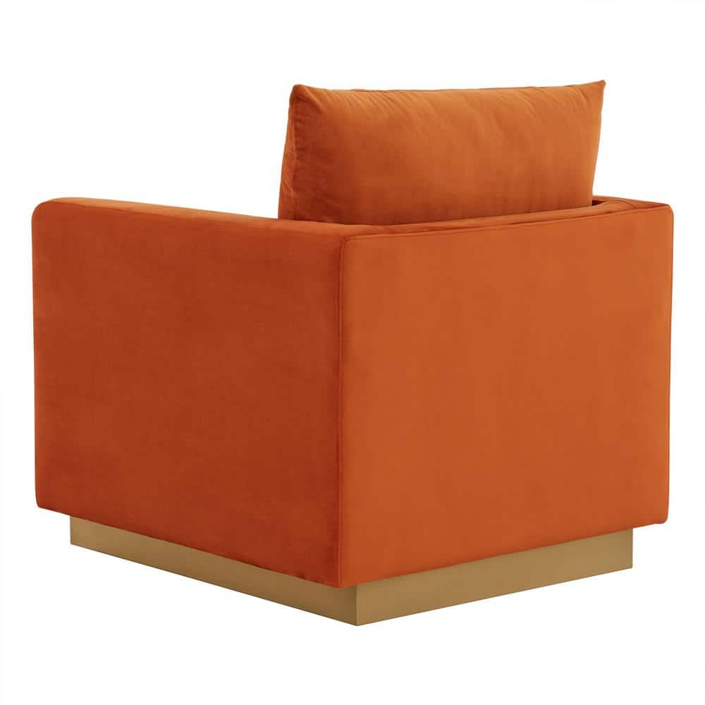 Nervo Orange Marmalade Velvet Accent Chair with Wood Frame