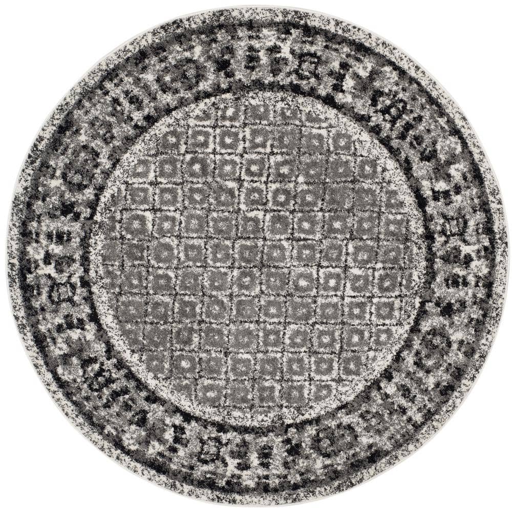 Adirondack Ivory/Silver 6 ft. x 6 ft. Round Geometric Border Area Rug price history on PriceWatchPro
