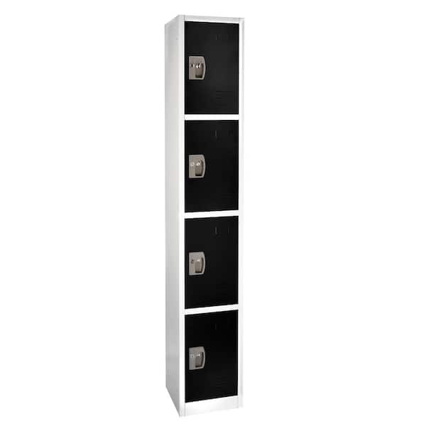 AdirOffice 629-Series 72 in. H 4-Tier Steel Key Lock Storage Locker Free Standing Cabinets for Home, School, Gym in Black