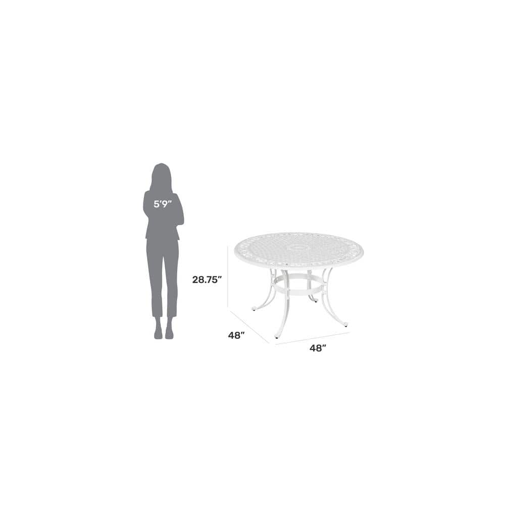 Sanibel White Cast Aluminum 48" Round Outdoor Dining Set for 4