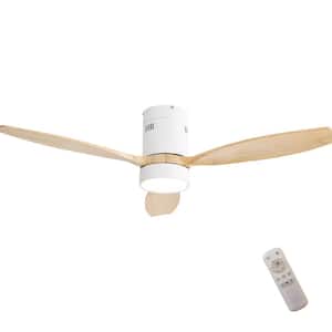 Blade Span 52 in. Indoor Oak Modern Ceiling Fan with LED Bulb Included with Remote Included