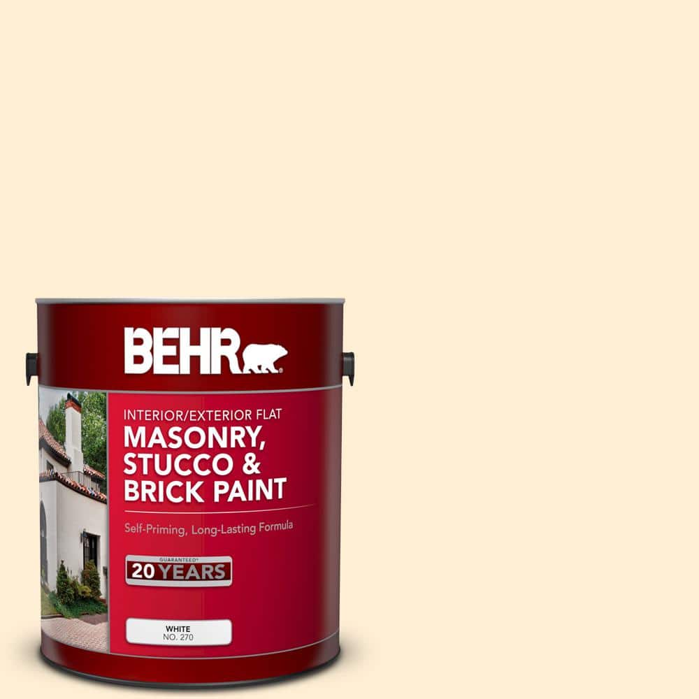 1 gal. #M270-1 Pearly White Flat Masonry, Stucco and Brick Interior/Exterio